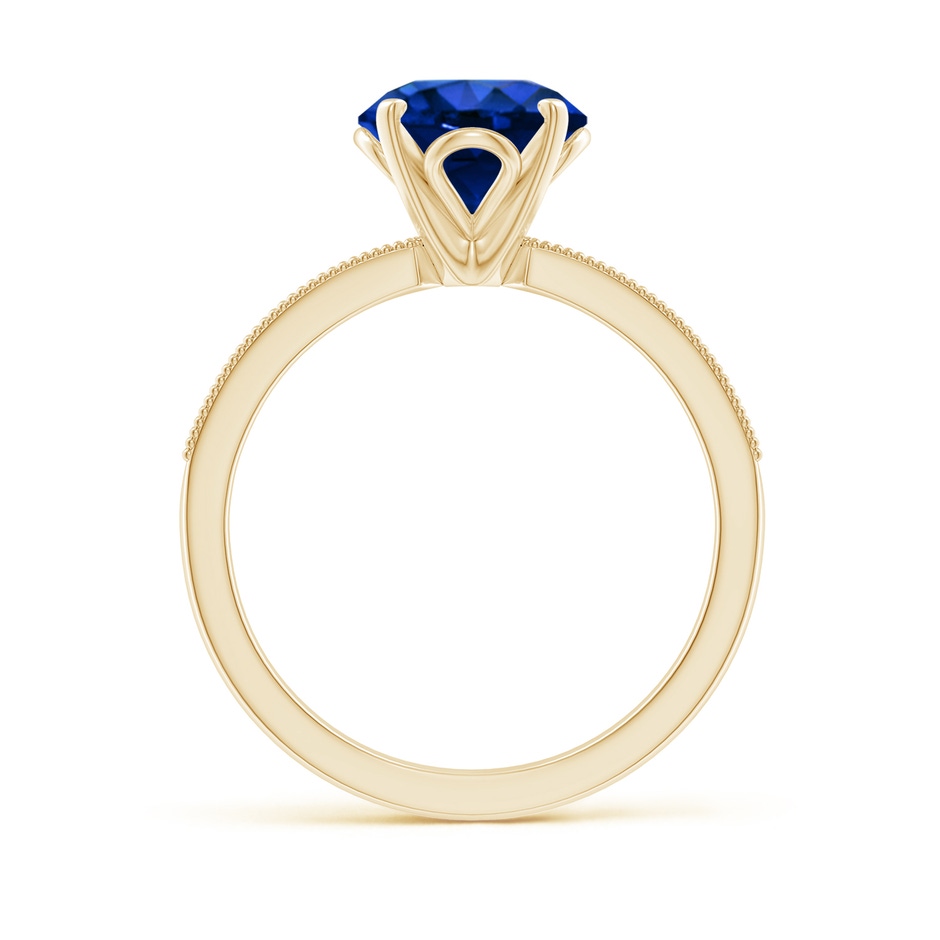 8mm Lab-Grown Vintage Style Round Blue Sapphire Engagement Ring with Accents in 18K Yellow Gold side 199