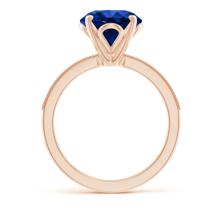 9mm Lab-Grown Vintage Style Round Blue Sapphire Engagement Ring with Accents in Rose Gold side 199