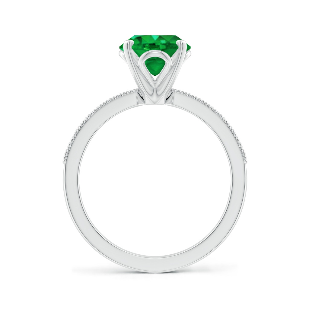 10x8mm AAA Vintage Style Oval Emerald Engagement Ring with Accents in White Gold Side 199