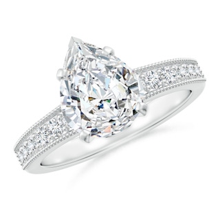 10x8mm GVS2 Vintage Style Pear-Shaped Diamond Engagement Ring with Accents in P950 Platinum