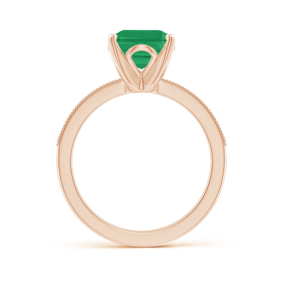 10x8mm A Vintage Style Emerald-Cut Emerald Engagement Ring with Accents in Rose Gold side 199