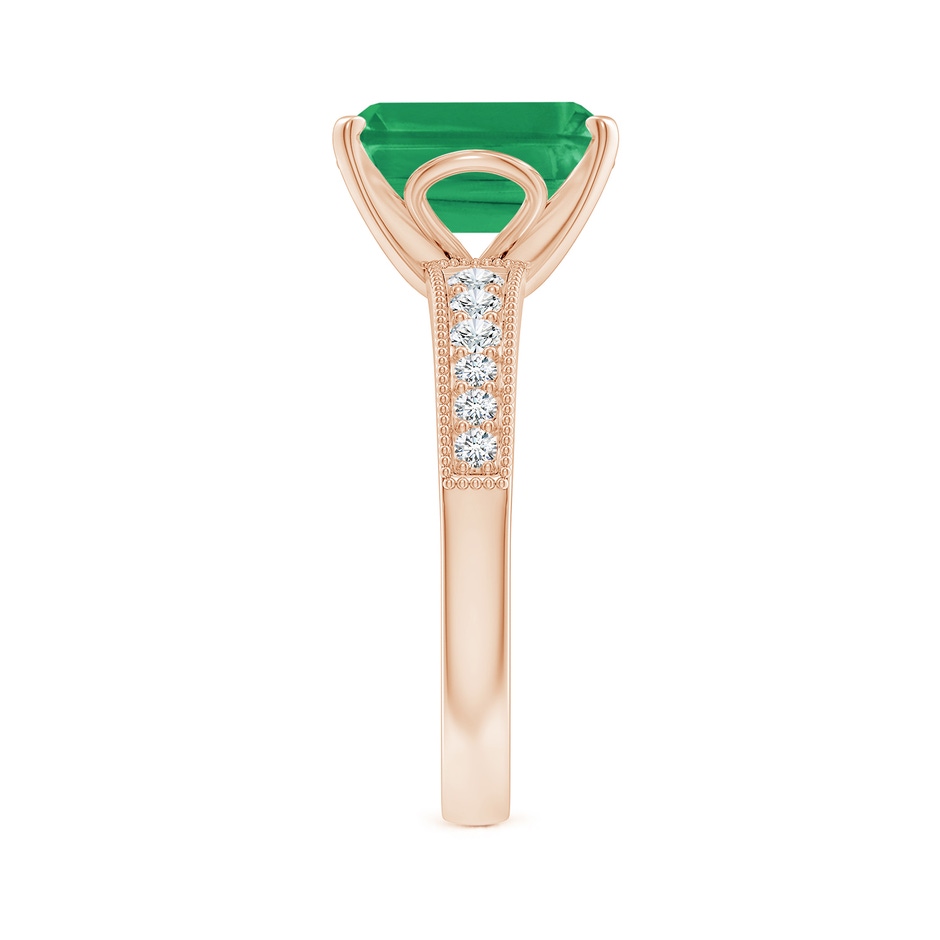 10x8mm A Vintage Style Emerald-Cut Emerald Engagement Ring with Accents in Rose Gold side 299