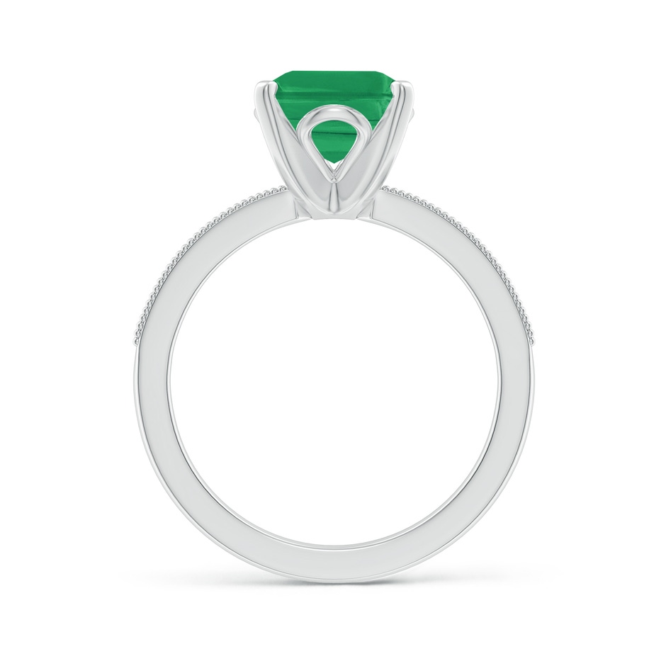10x8mm A Vintage Style Emerald-Cut Emerald Engagement Ring with Accents in White Gold side 199