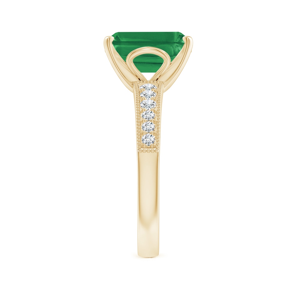 10x8mm AA Vintage Style Emerald-Cut Emerald Engagement Ring with Accents in Yellow Gold side 299