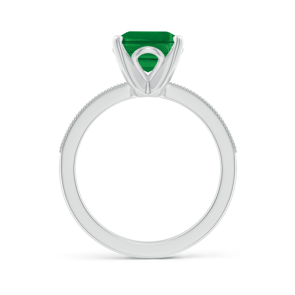 10x8mm AAA Vintage Style Emerald-Cut Emerald Engagement Ring with Accents in White Gold side 199