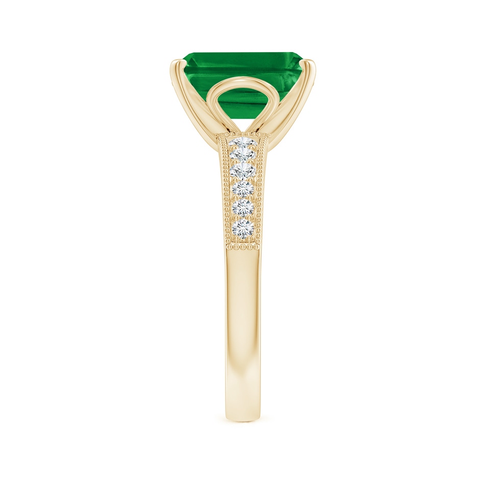 10x8mm AAA Vintage Style Emerald-Cut Emerald Engagement Ring with Accents in Yellow Gold side 299