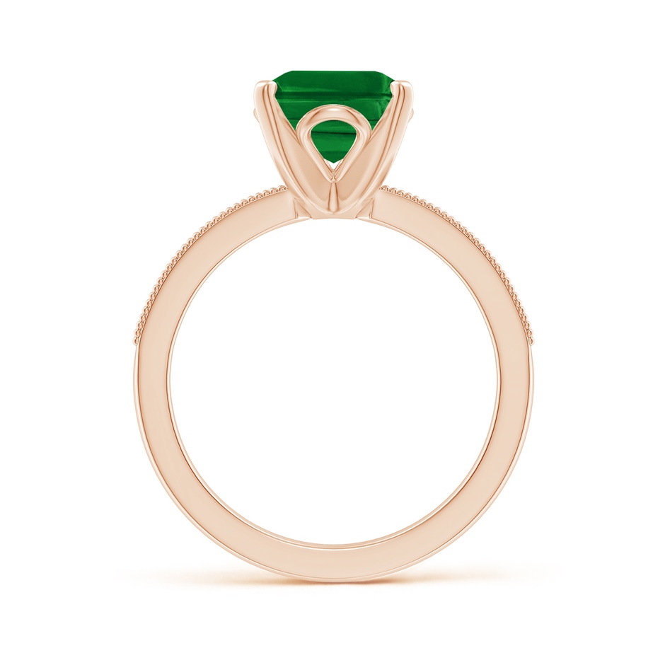 10x8mm AAAA Vintage Style Emerald-Cut Emerald Engagement Ring with Accents in 18K Rose Gold side 199