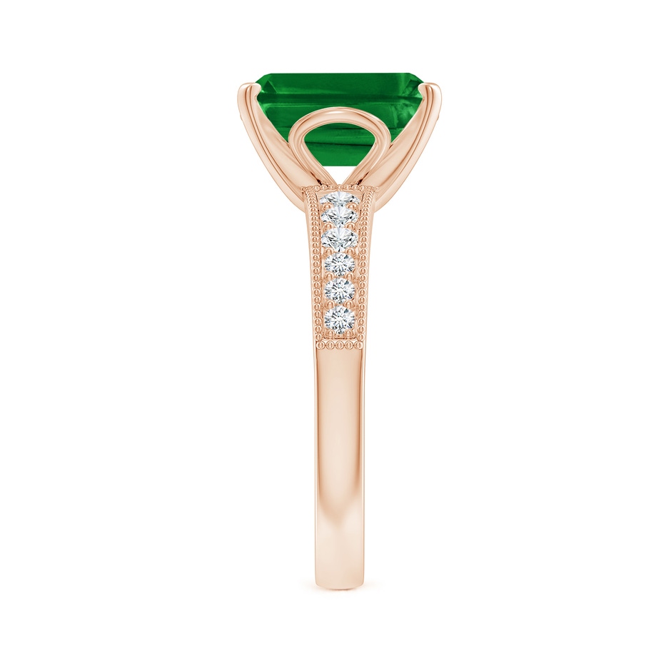 10x8mm AAAA Vintage Style Emerald-Cut Emerald Engagement Ring with Accents in 18K Rose Gold side 299