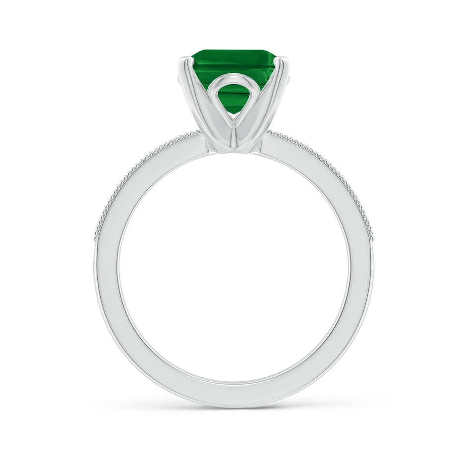 10x8mm AAAA Vintage Style Emerald-Cut Emerald Engagement Ring with Accents in P950 Platinum side 199