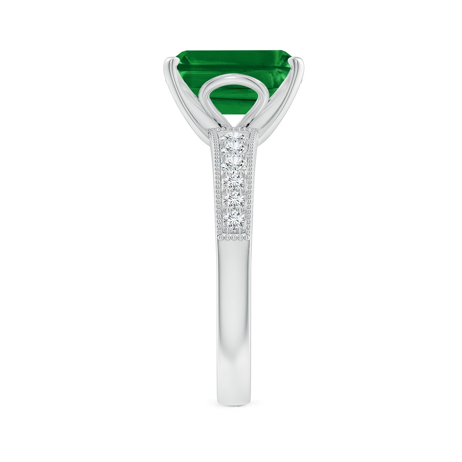 10x8mm AAAA Vintage Style Emerald-Cut Emerald Engagement Ring with Accents in P950 Platinum side 299