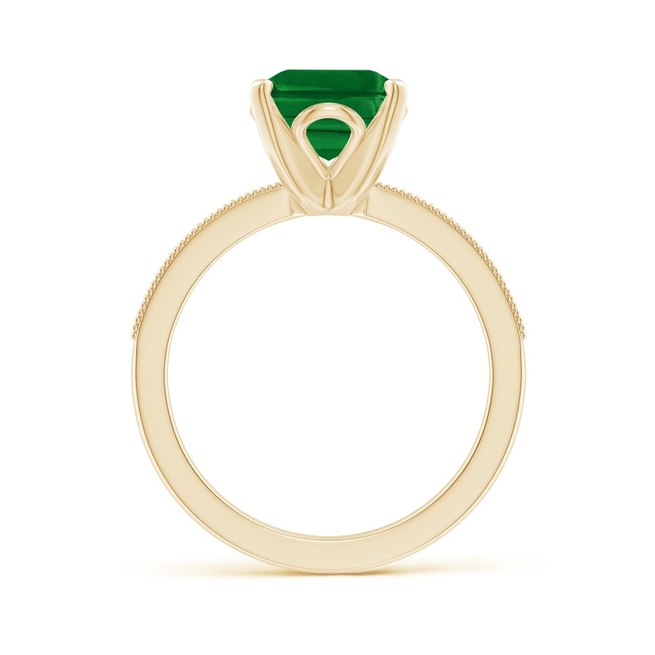 10x8mm AAAA Vintage Style Emerald-Cut Emerald Engagement Ring with Accents in Yellow Gold side 199