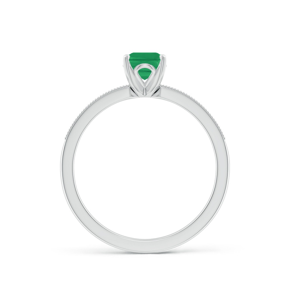7x5mm A Vintage Style Emerald-Cut Emerald Engagement Ring with Accents in White Gold side 199