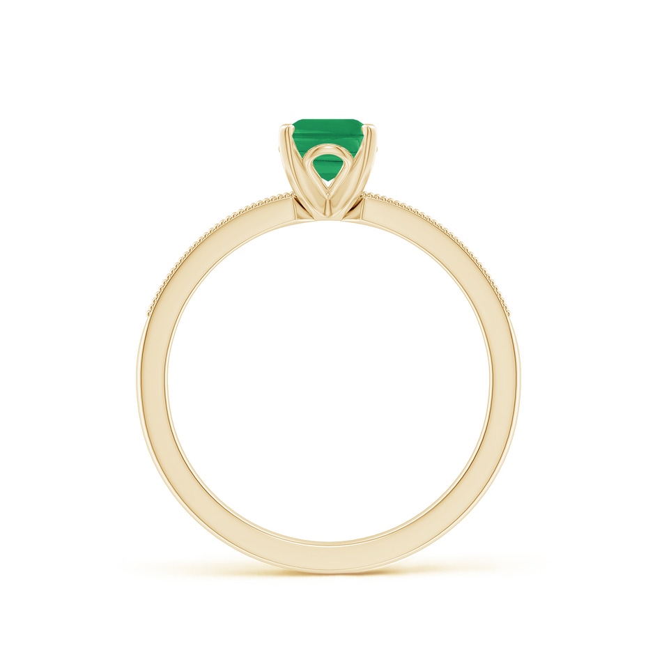 7x5mm A Vintage Style Emerald-Cut Emerald Engagement Ring with Accents in Yellow Gold side 199