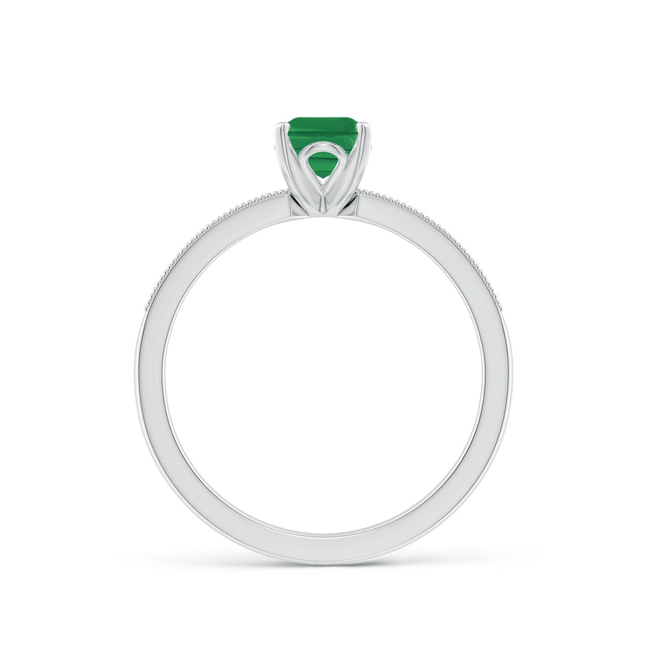 7x5mm AA Vintage Style Emerald-Cut Emerald Engagement Ring with Accents in White Gold side 199