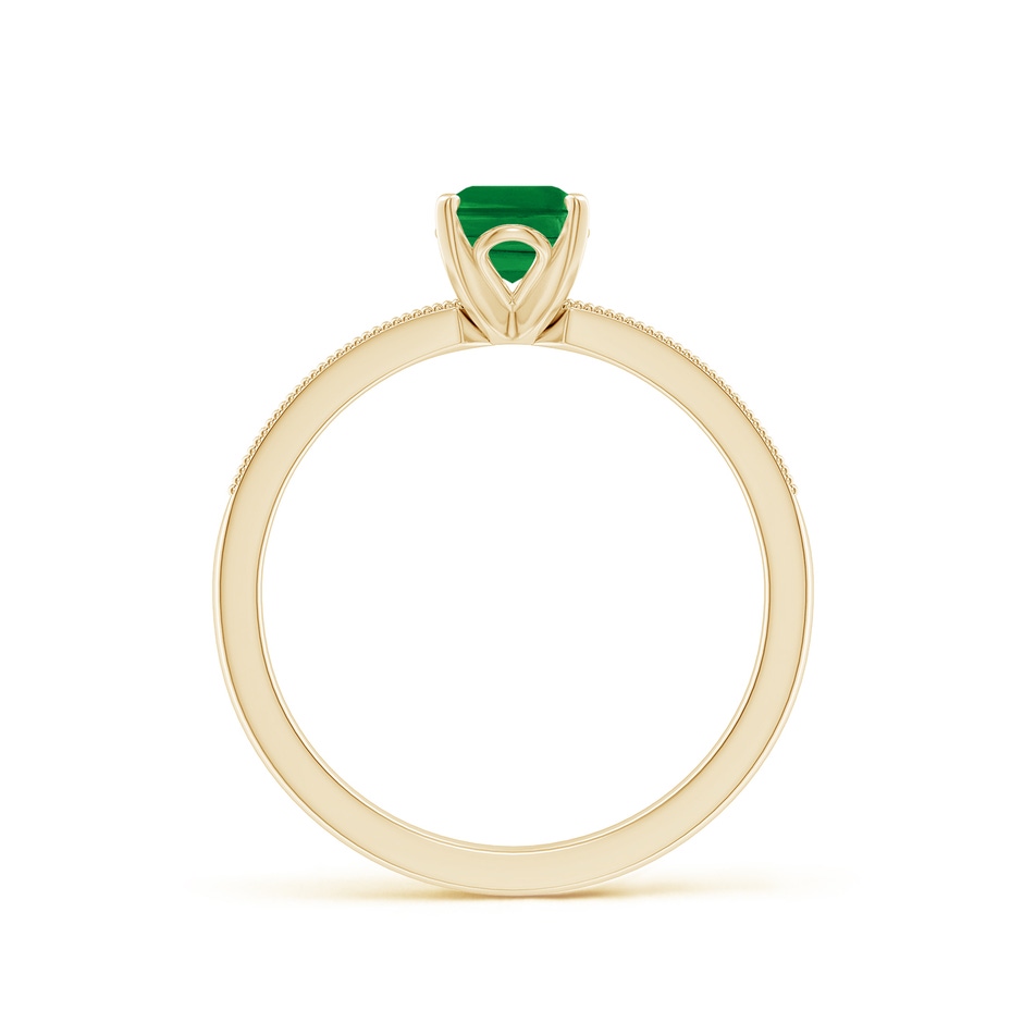 7x5mm AAA Vintage Style Emerald-Cut Emerald Engagement Ring with Accents in Yellow Gold side 199