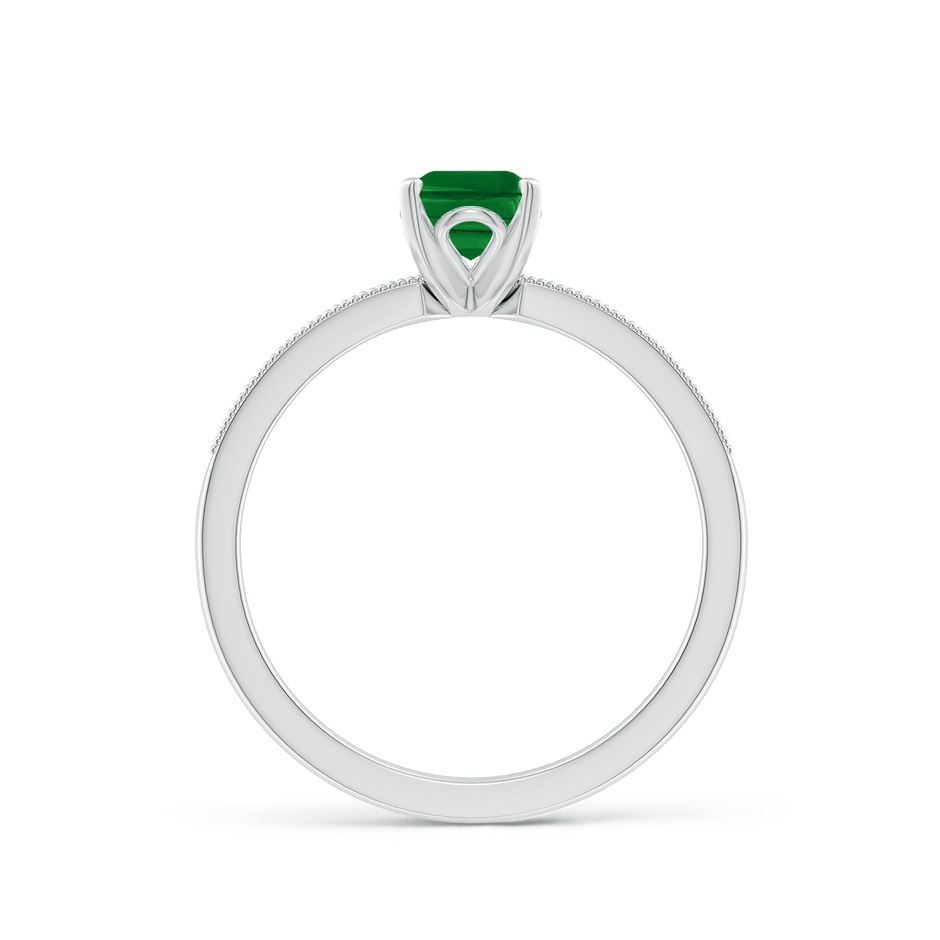 7x5mm AAAA Vintage Style Emerald-Cut Emerald Engagement Ring with Accents in P950 Platinum side 199