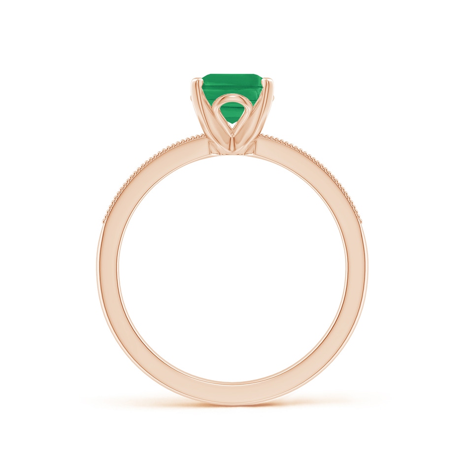 8x6mm A Vintage Style Emerald-Cut Emerald Engagement Ring with Accents in Rose Gold side 199