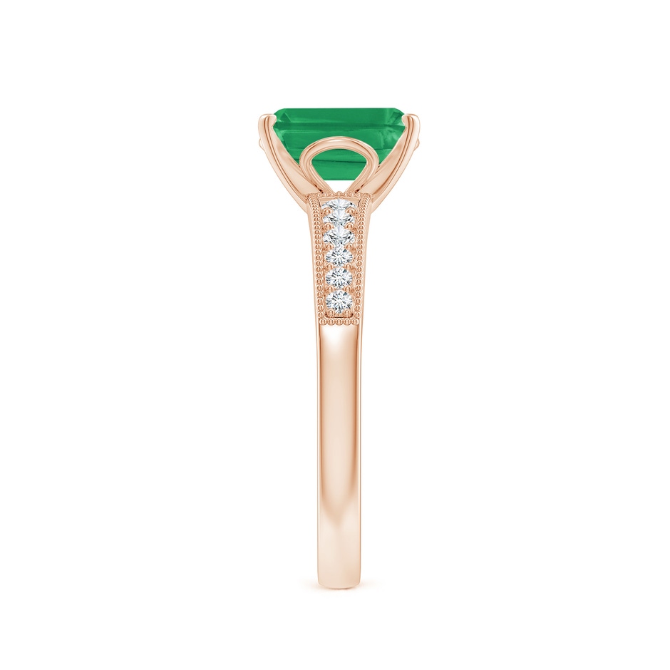 8x6mm A Vintage Style Emerald-Cut Emerald Engagement Ring with Accents in Rose Gold side 299