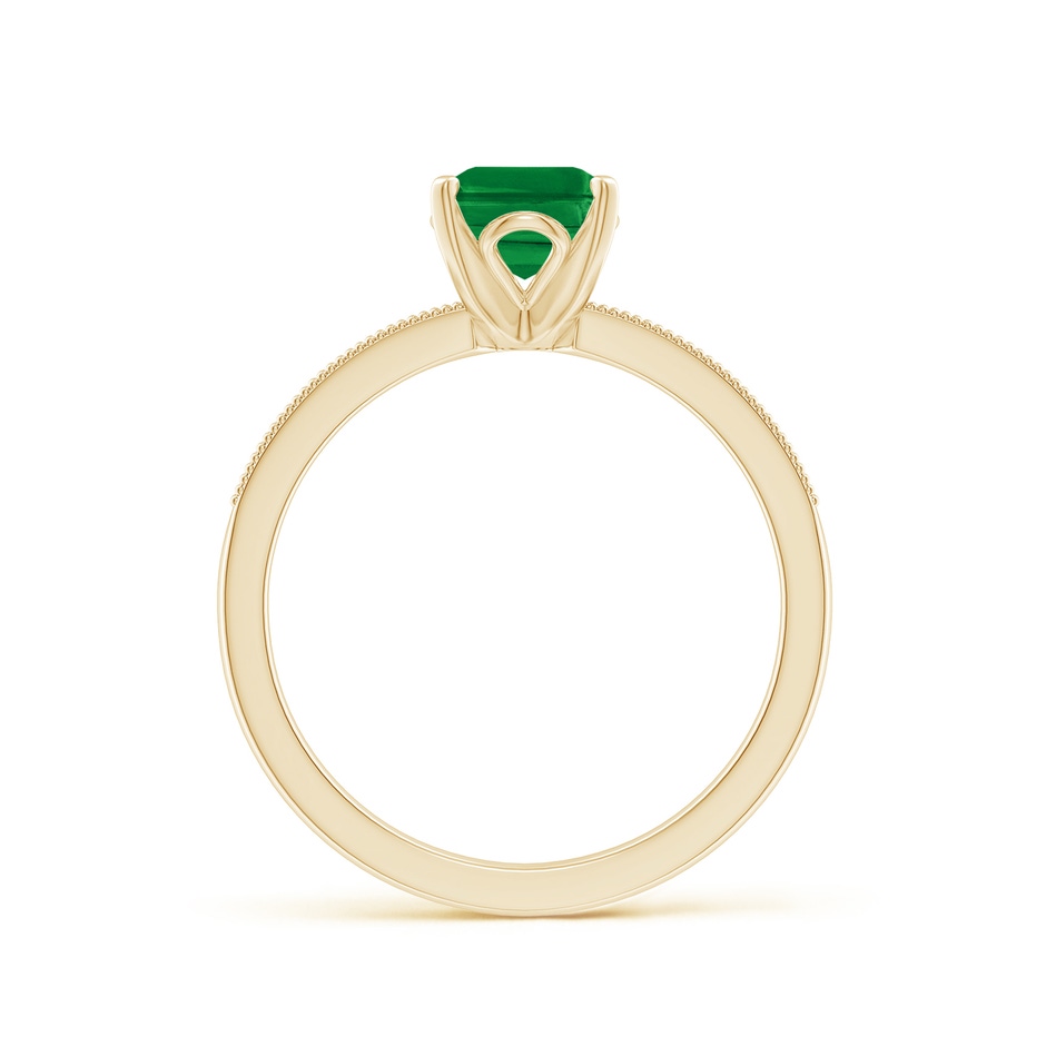 8x6mm AAA Vintage Style Emerald-Cut Emerald Engagement Ring with Accents in Yellow Gold side 199