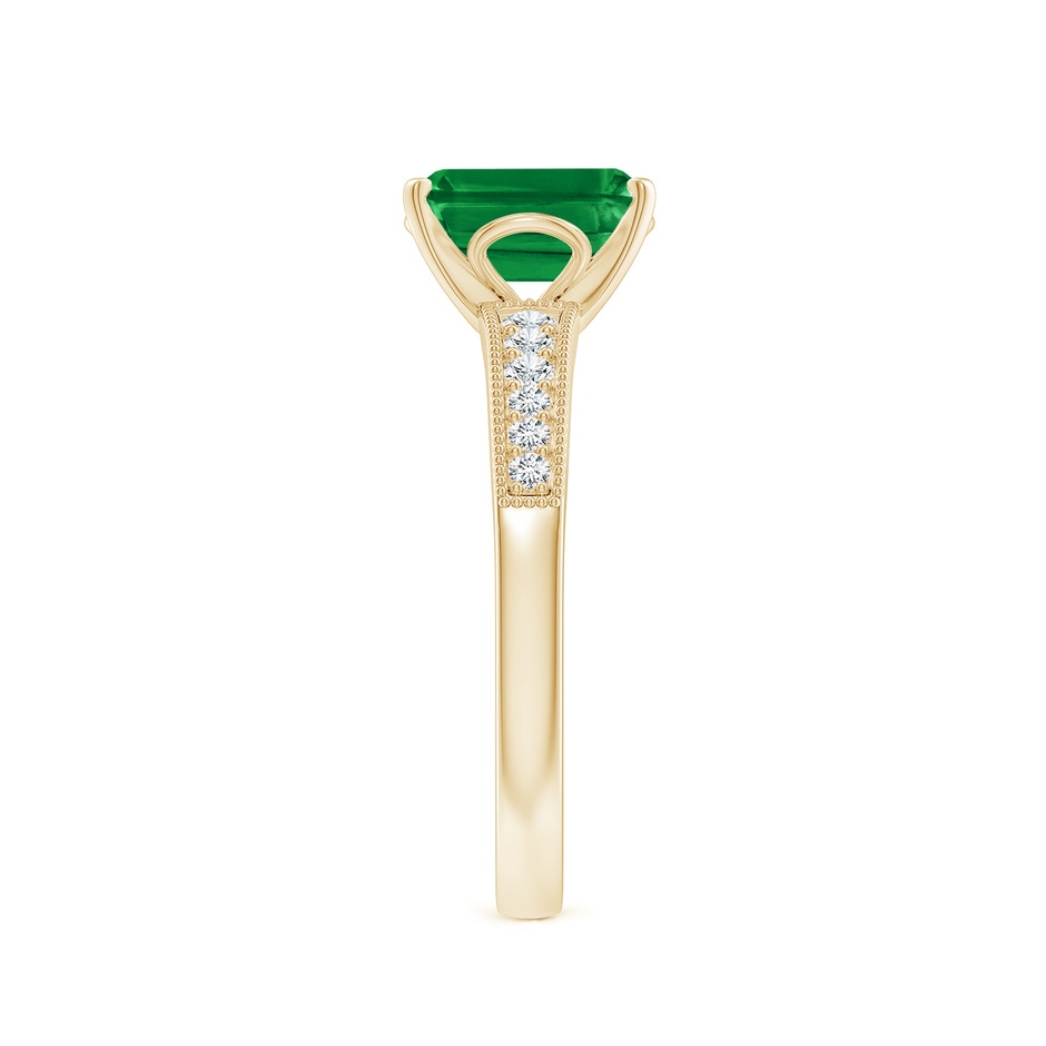 8x6mm AAA Vintage Style Emerald-Cut Emerald Engagement Ring with Accents in Yellow Gold side 299