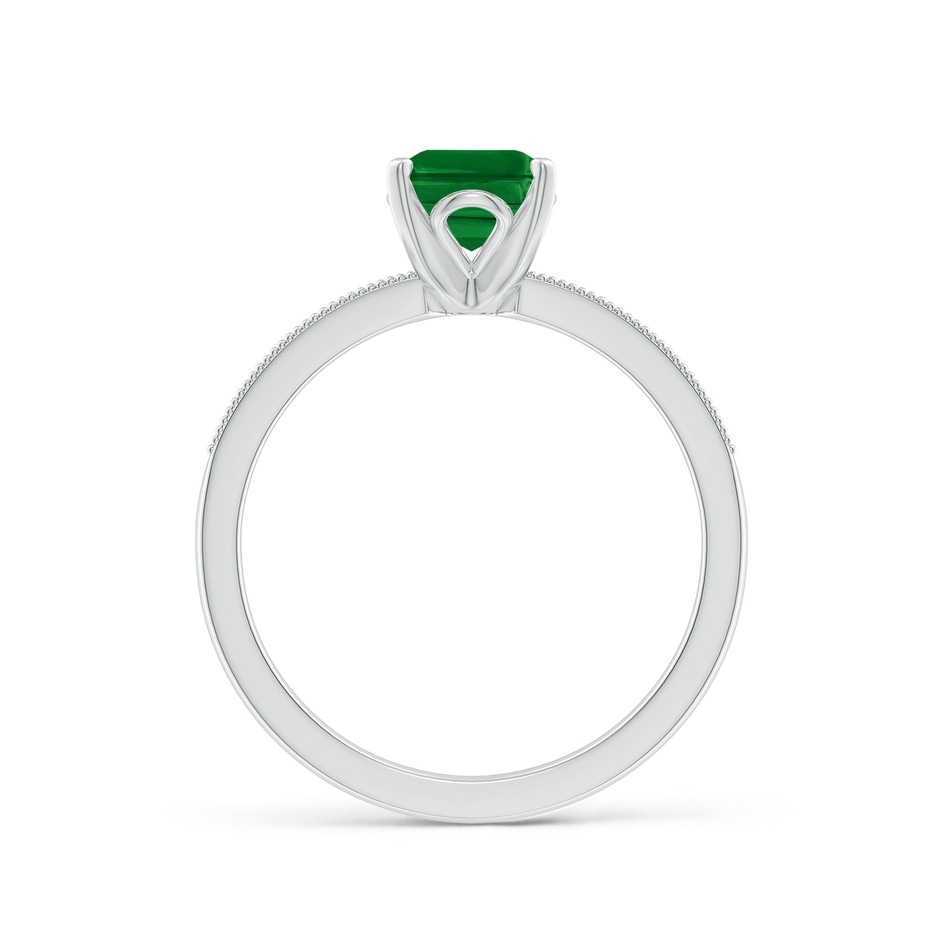 8x6mm AAAA Vintage Style Emerald-Cut Emerald Engagement Ring with Accents in White Gold side 199