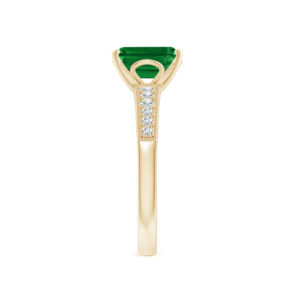 8x6mm AAAA Vintage Style Emerald-Cut Emerald Engagement Ring with Accents in Yellow Gold side 299