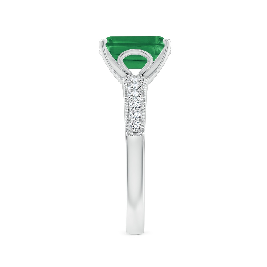 9x7mm AA Vintage Style Emerald-Cut Emerald Engagement Ring with Accents in P950 Platinum side 299