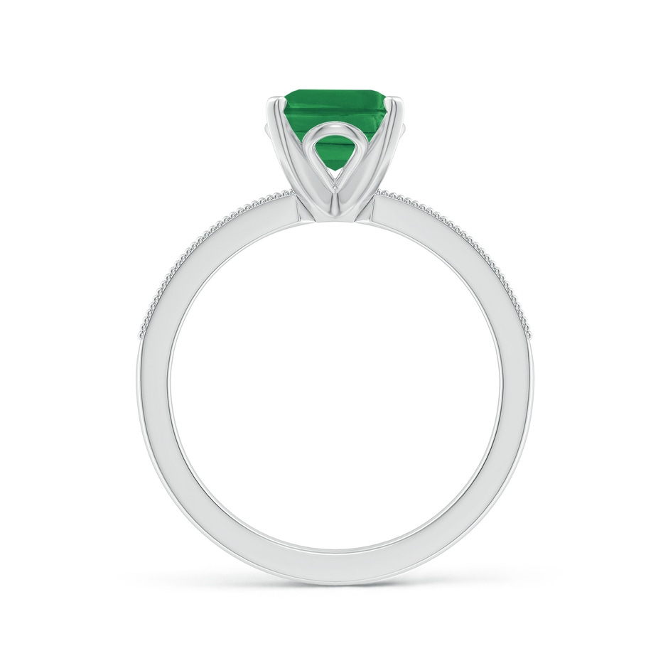 9x7mm AA Vintage Style Emerald-Cut Emerald Engagement Ring with Accents in White Gold side 199