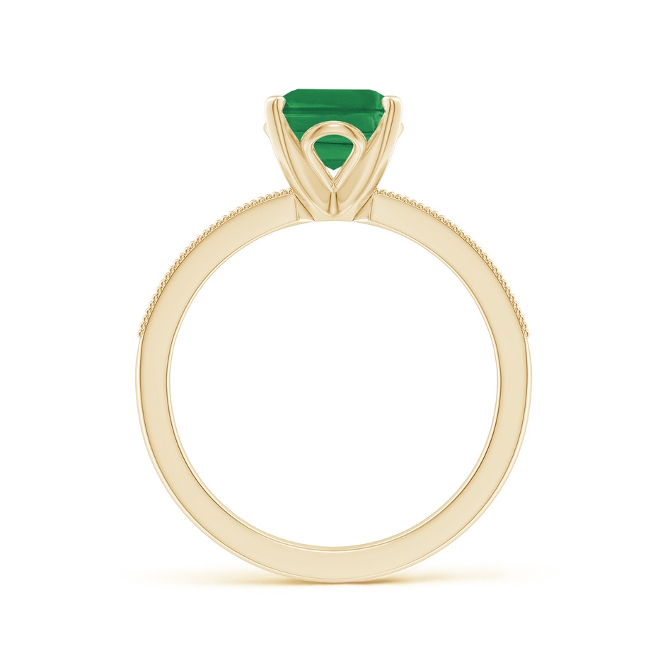 9x7mm AA Vintage Style Emerald-Cut Emerald Engagement Ring with Accents in Yellow Gold side 199