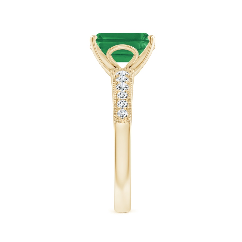 9x7mm AA Vintage Style Emerald-Cut Emerald Engagement Ring with Accents in Yellow Gold side 299