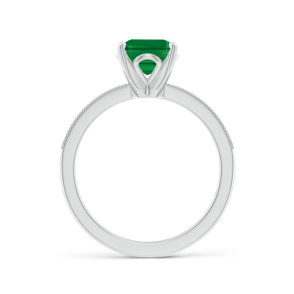 9x7mm AAA Vintage Style Emerald-Cut Emerald Engagement Ring with Accents in White Gold side 199