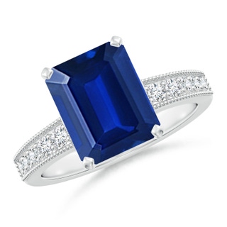 Emerald Cut Lab-Grown Lab Grown Blue Sapphire