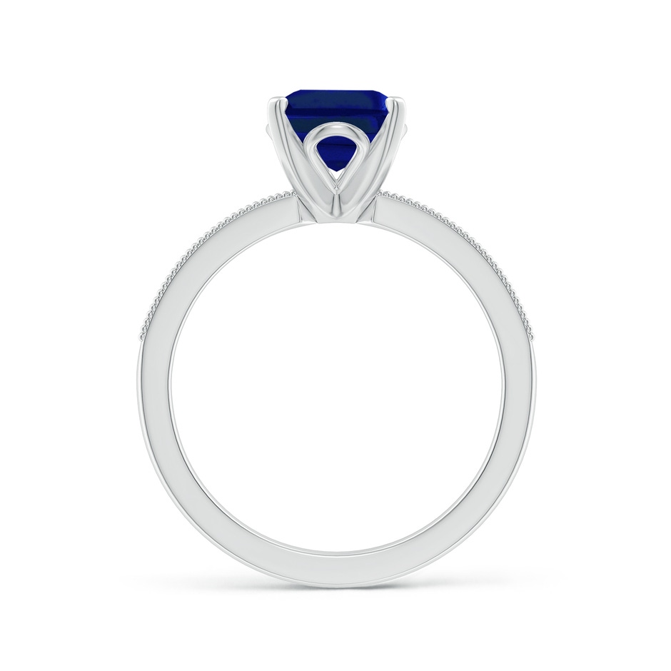 9x7mm Lab-Grown Vintage Style Emerald-Cut Blue Sapphire Engagement Ring with Accents in White Gold side 199