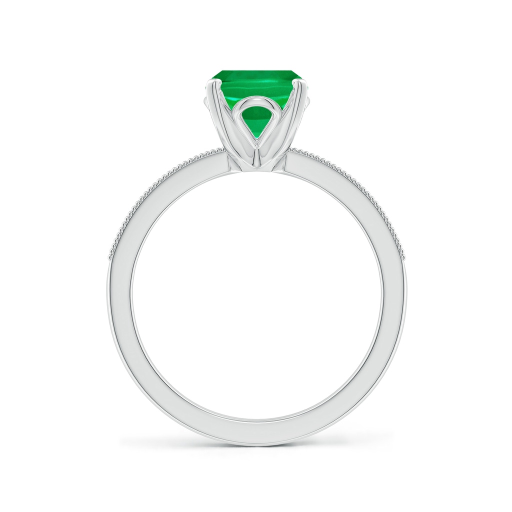 9x7mm AAA Vintage Style Cushion Rectangular Emerald Engagement Ring with Accents in White Gold Side 199