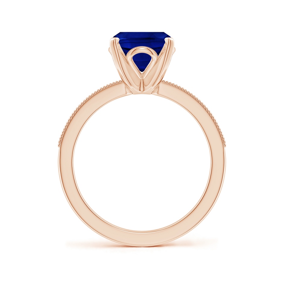 10x8mm AAAA Vintage Style Cushion Rectangular Blue Sapphire Engagement Ring with Accents in 18K Rose Gold side 199