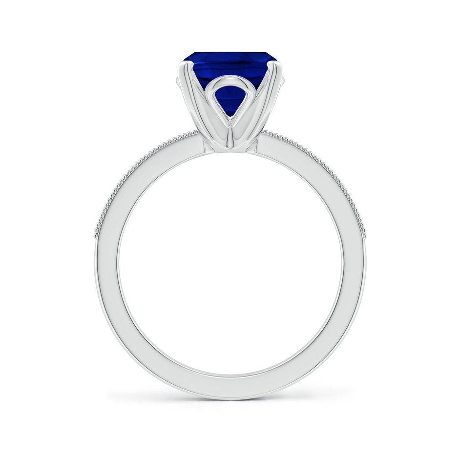 10x8mm AAAA Vintage Style Cushion Rectangular Blue Sapphire Engagement Ring with Accents in White Gold side 199