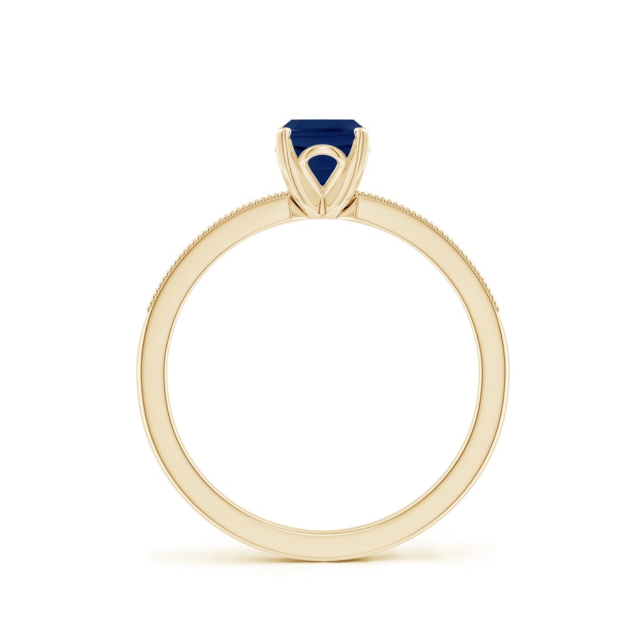 7x5mm A Vintage Style Cushion Rectangular Blue Sapphire Engagement Ring with Accents in Yellow Gold side 199