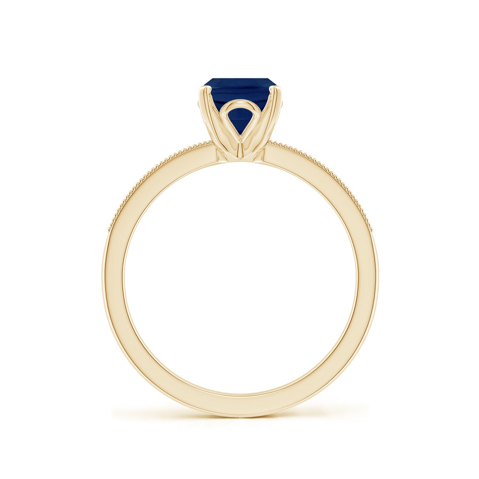 8x6mm A Vintage Style Cushion Rectangular Blue Sapphire Engagement Ring with Accents in Yellow Gold side 199