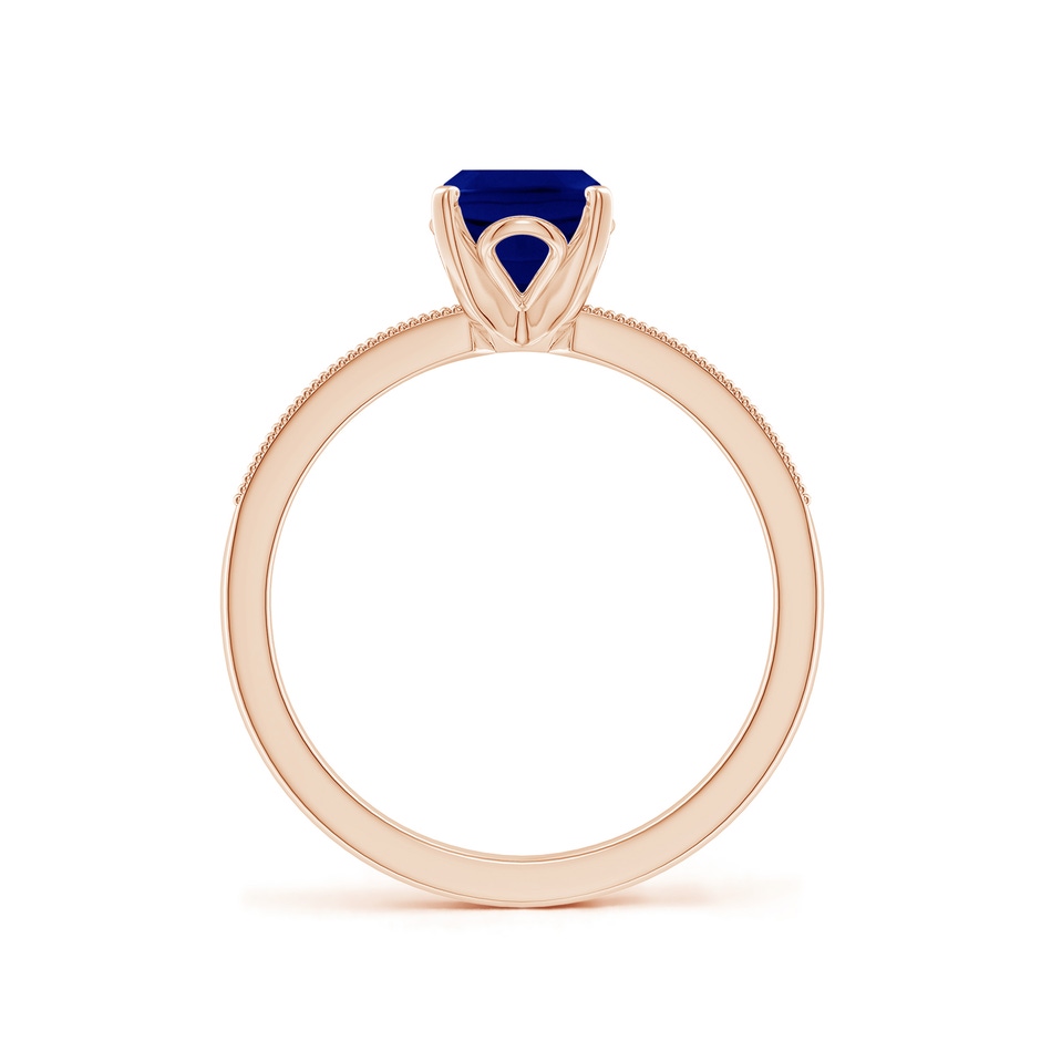 8x6mm AAA Vintage Style Cushion Rectangular Blue Sapphire Engagement Ring with Accents in Rose Gold side 199