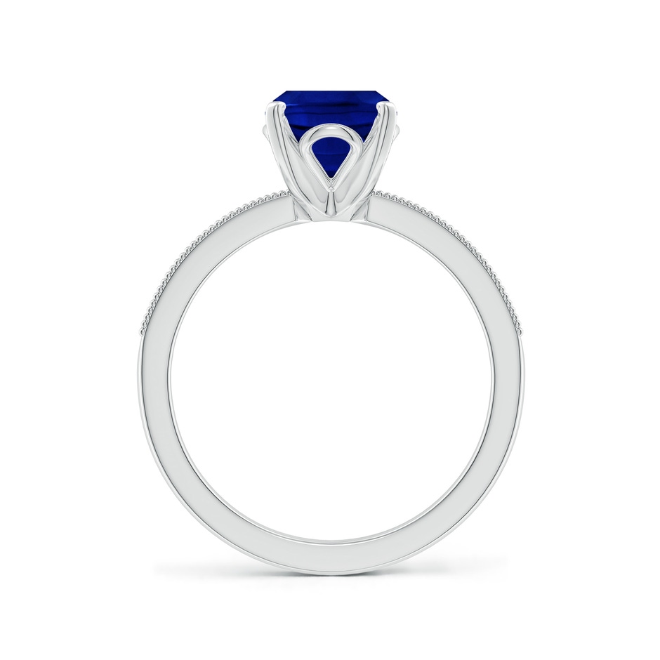 9x7mm Lab-Grown Vintage Style Cushion Rectangular Blue Sapphire Engagement Ring with Accents in White Gold side 199