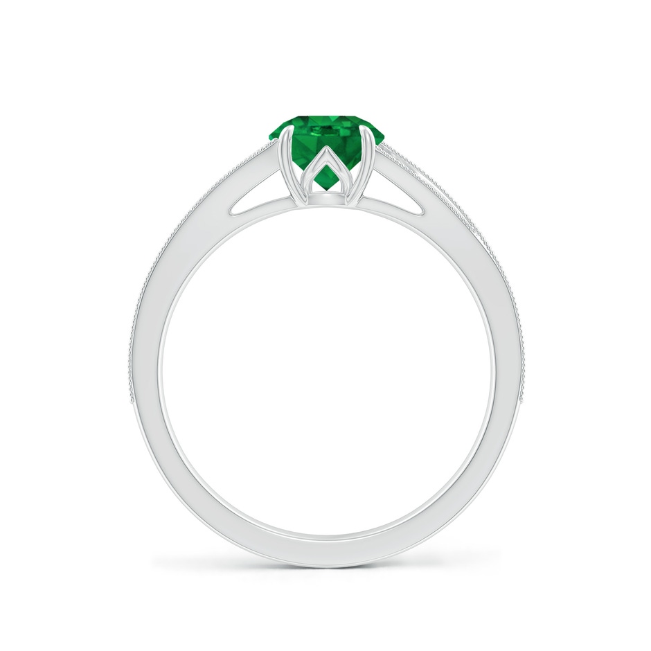 6mm AAA Vintage Inspired Round Emerald Split Shank Engagement Ring in White Gold side 199