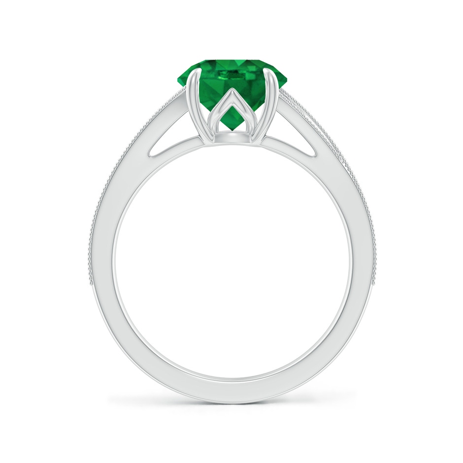 8mm AAA Vintage Inspired Round Emerald Split Shank Engagement Ring in White Gold side 199