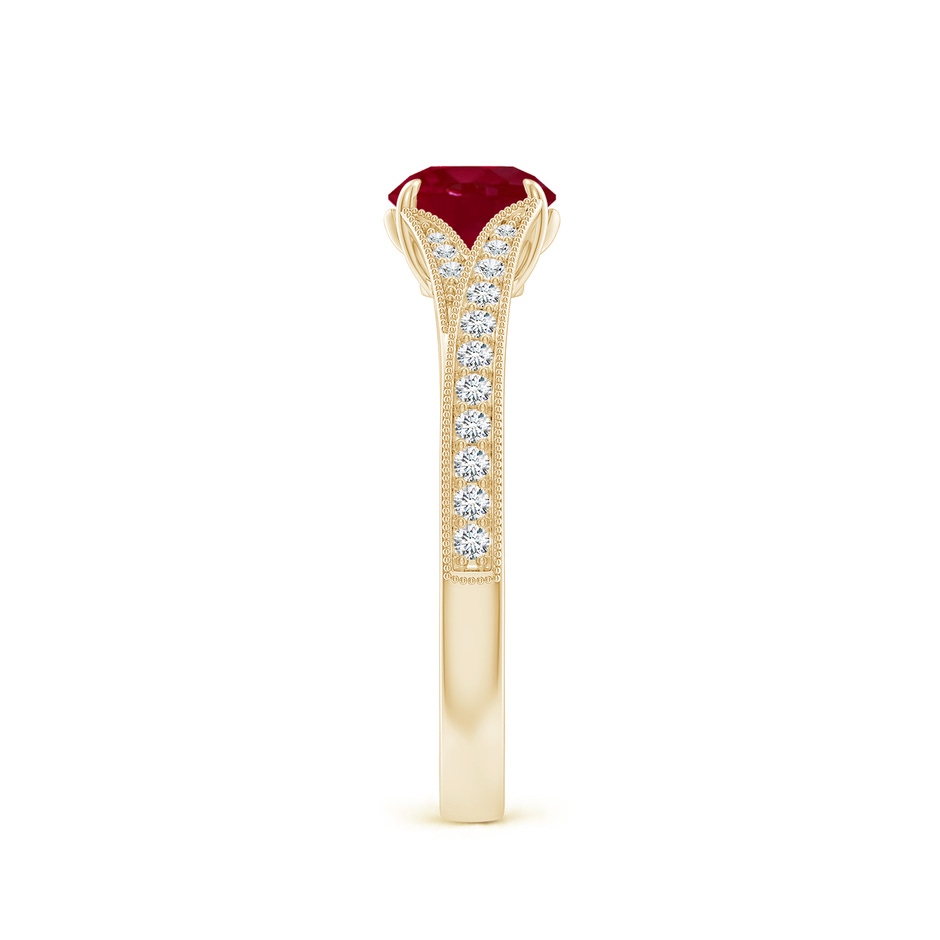 6mm AA Vintage Inspired Round Ruby Split Shank Engagement Ring in Yellow Gold side 299