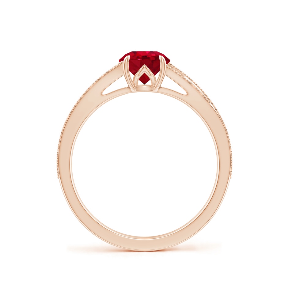 6mm AAA Vintage Inspired Round Ruby Split Shank Engagement Ring in Rose Gold side 199