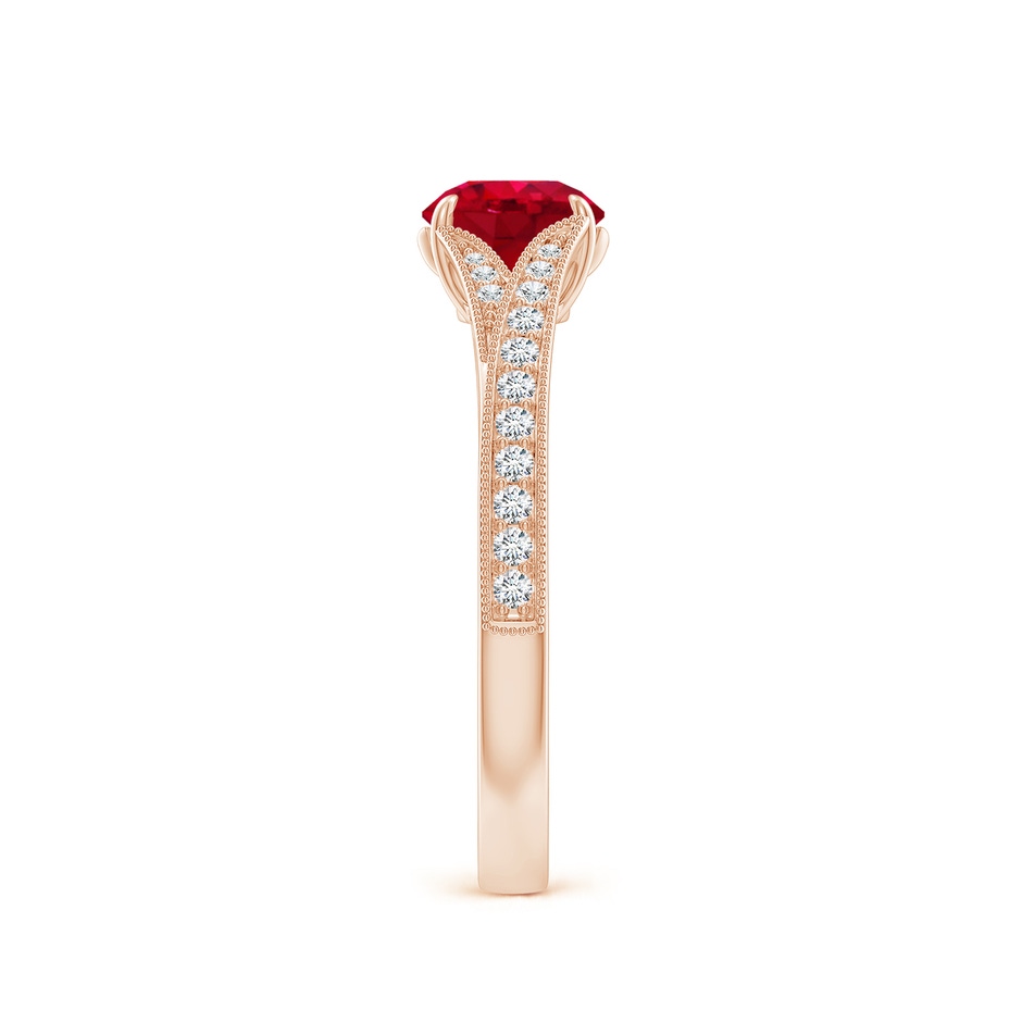 6mm AAA Vintage Inspired Round Ruby Split Shank Engagement Ring in Rose Gold side 299