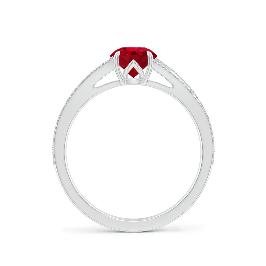6mm AAA Vintage Inspired Round Ruby Split Shank Engagement Ring in White Gold - side 199