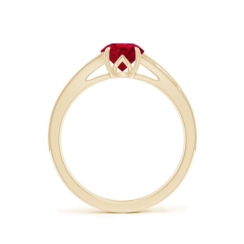 6mm AAA Vintage Inspired Round Ruby Split Shank Engagement Ring in Yellow Gold side 199