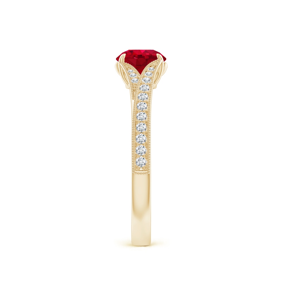 6mm AAA Vintage Inspired Round Ruby Split Shank Engagement Ring in Yellow Gold side 299
