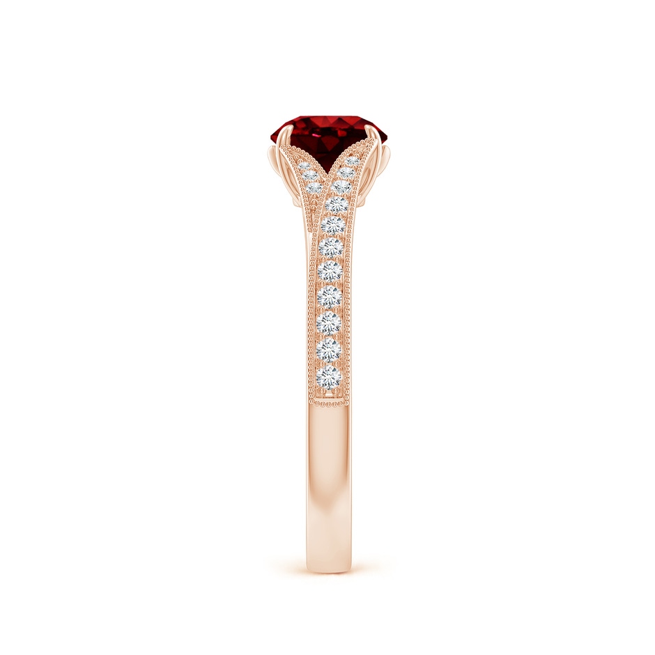 6mm AAAA Vintage Inspired Round Ruby Split Shank Engagement Ring in Rose Gold side 299