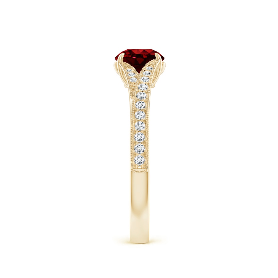 6mm AAAA Vintage Inspired Round Ruby Split Shank Engagement Ring in Yellow Gold side 299